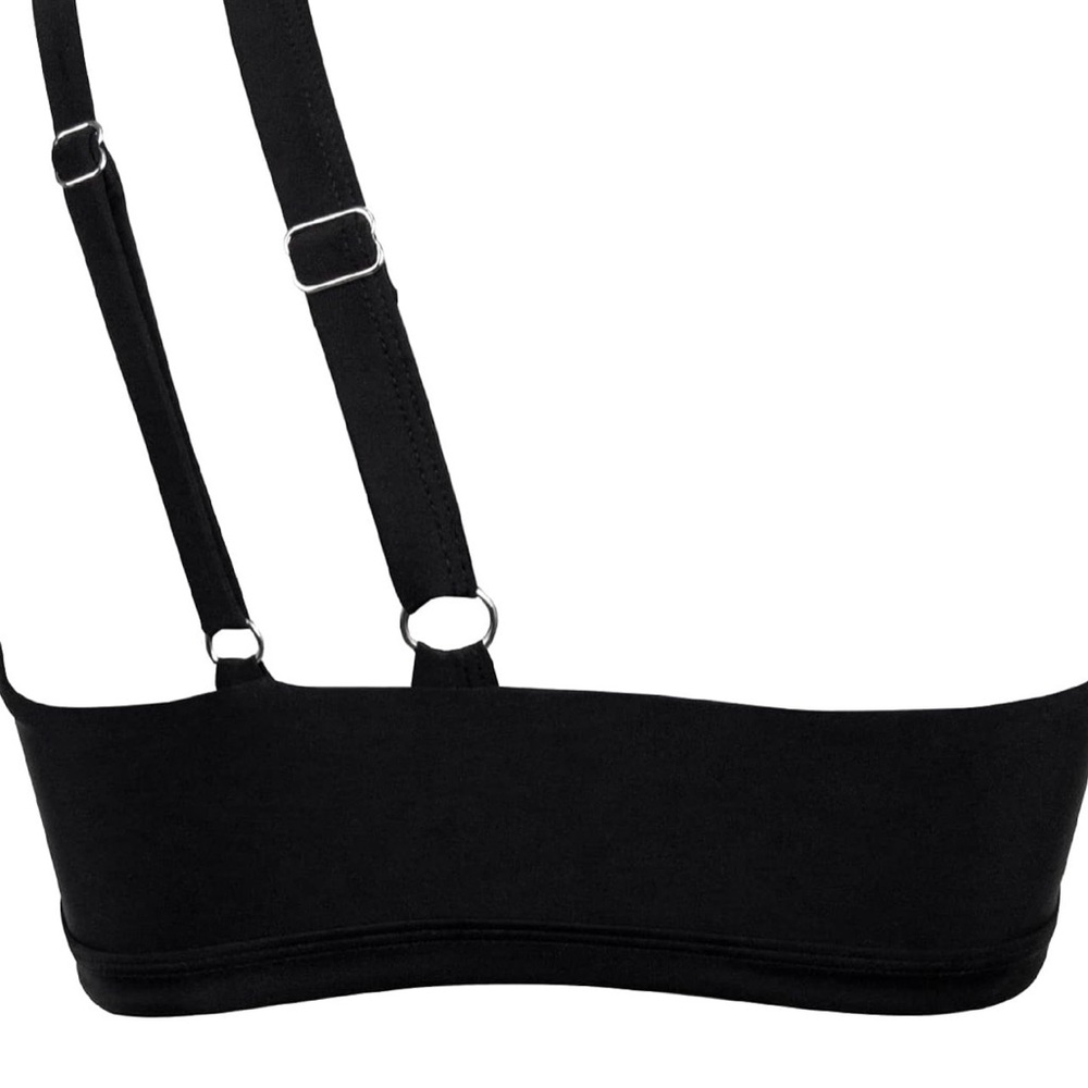 Women's Black Asymmetrical Swim Top - Picture 2 of 6
